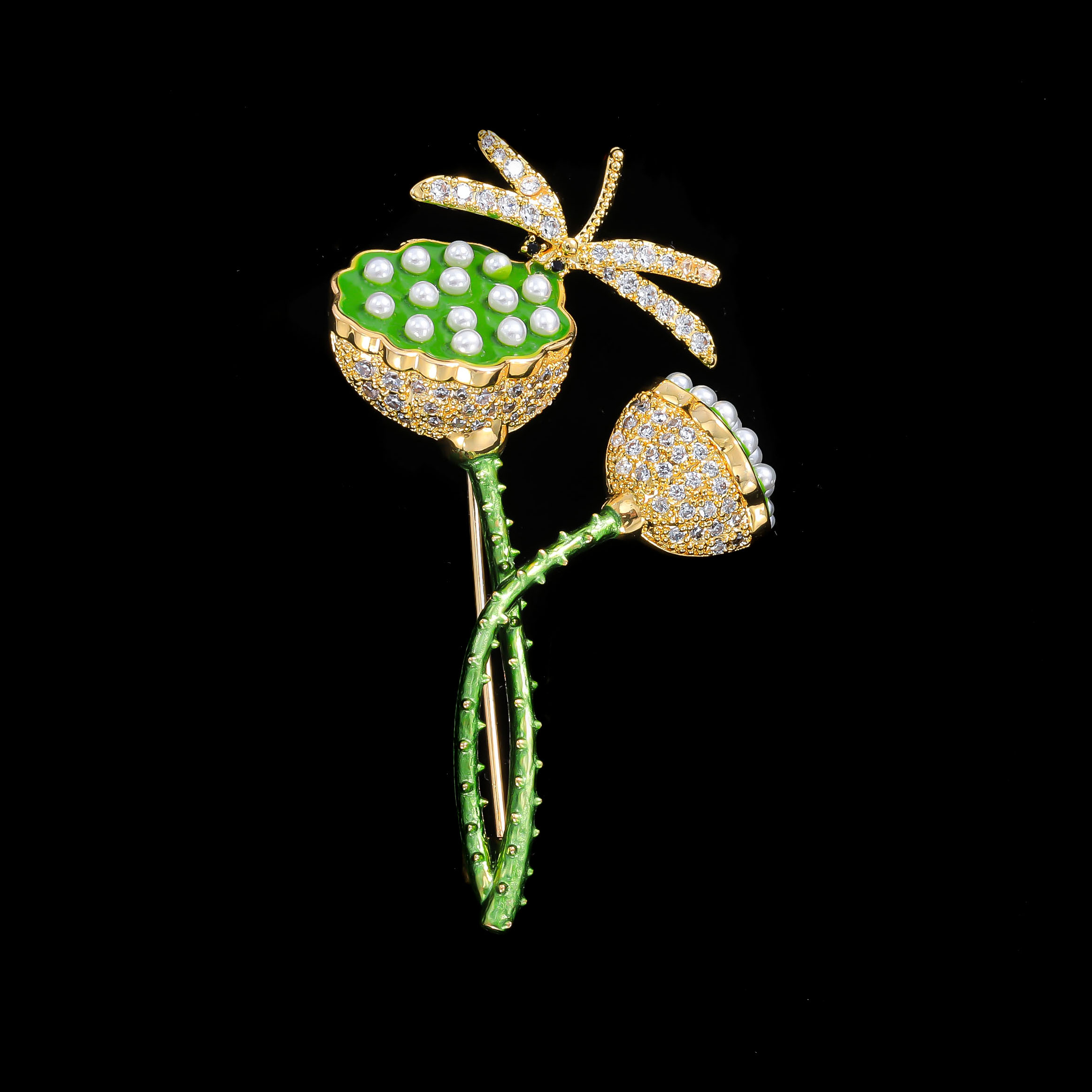 铜合金胸针 ——木木（D140）青荷蜓栖胸针