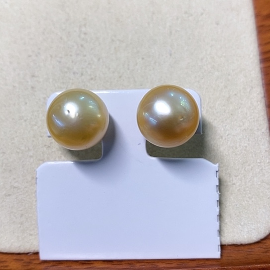 海水珍珠耳饰银S925镶嵌12.5