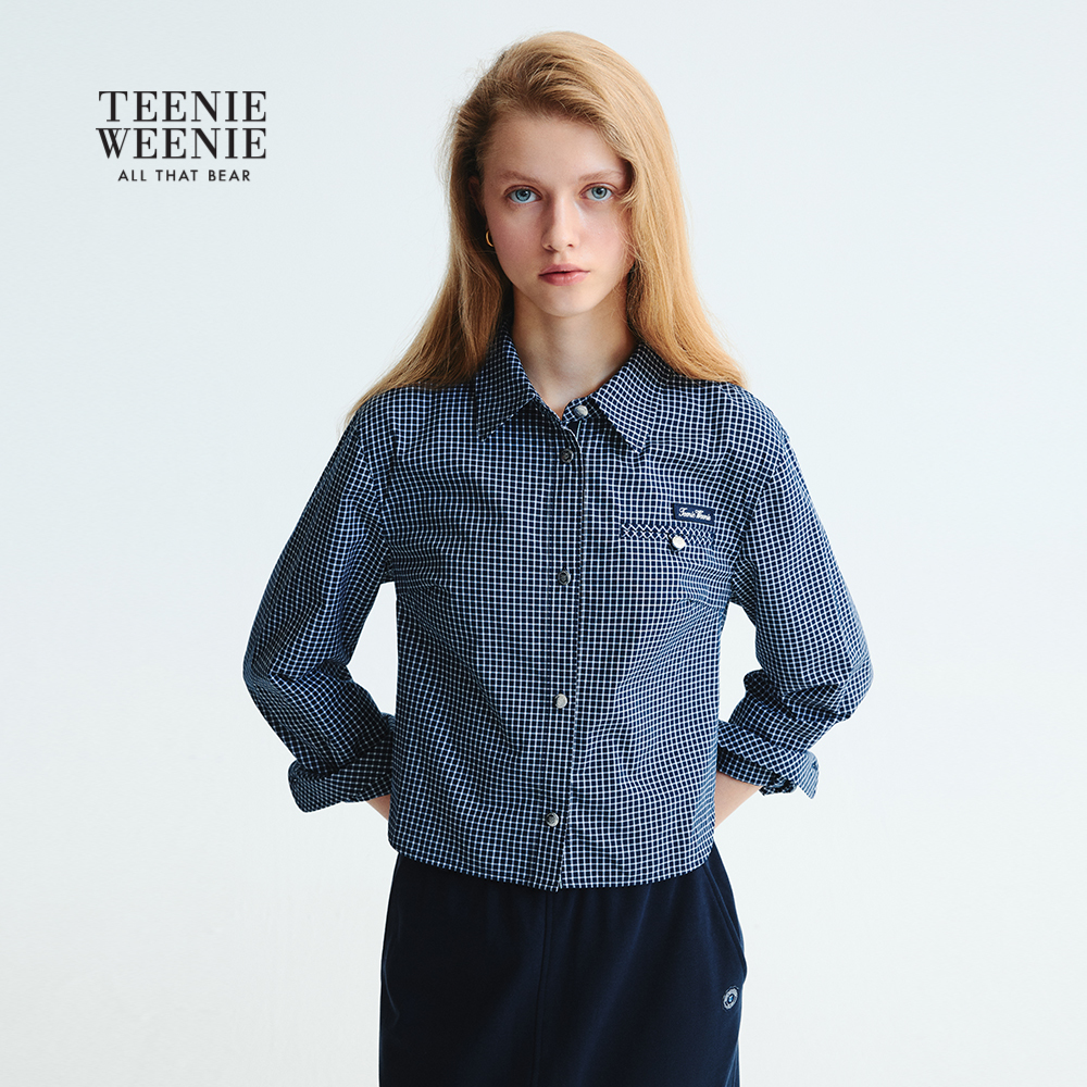 TeenieWeenie小熊女衬衫25女装气质通勤短款格子衬衣TTYC253802P