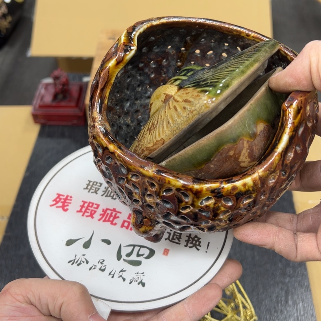 ****猫陶瓷中古工艺品摆件