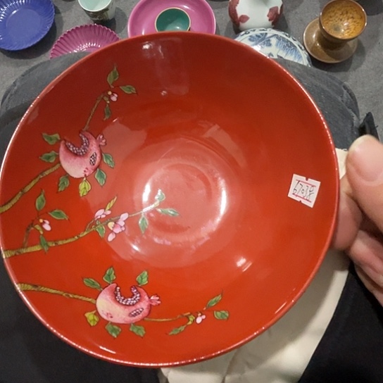 陶摆件纯手工手绘石榴碗