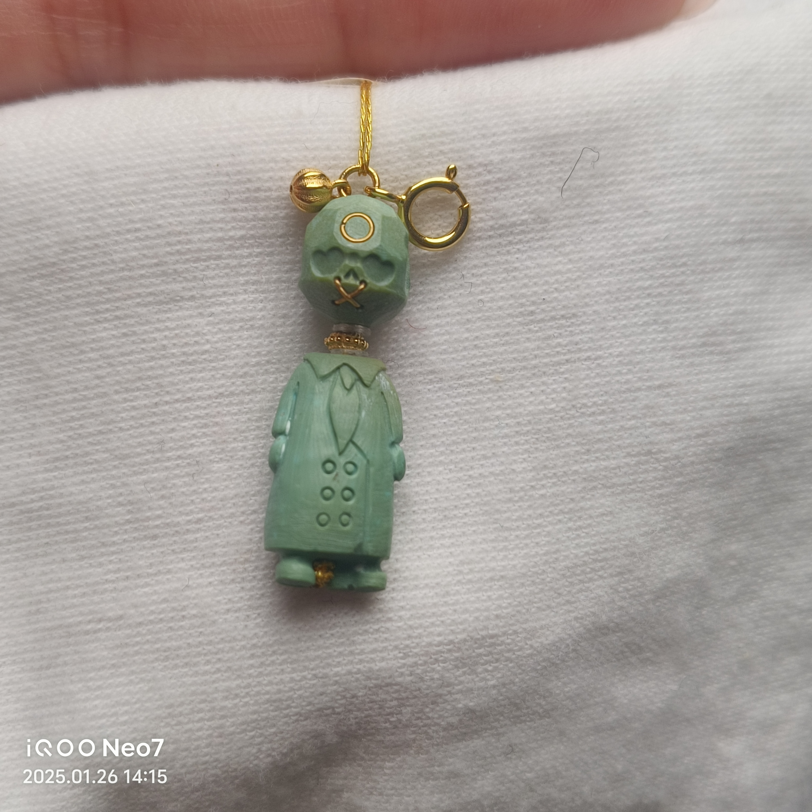 原矿绿松石雕刻设计款阿呆