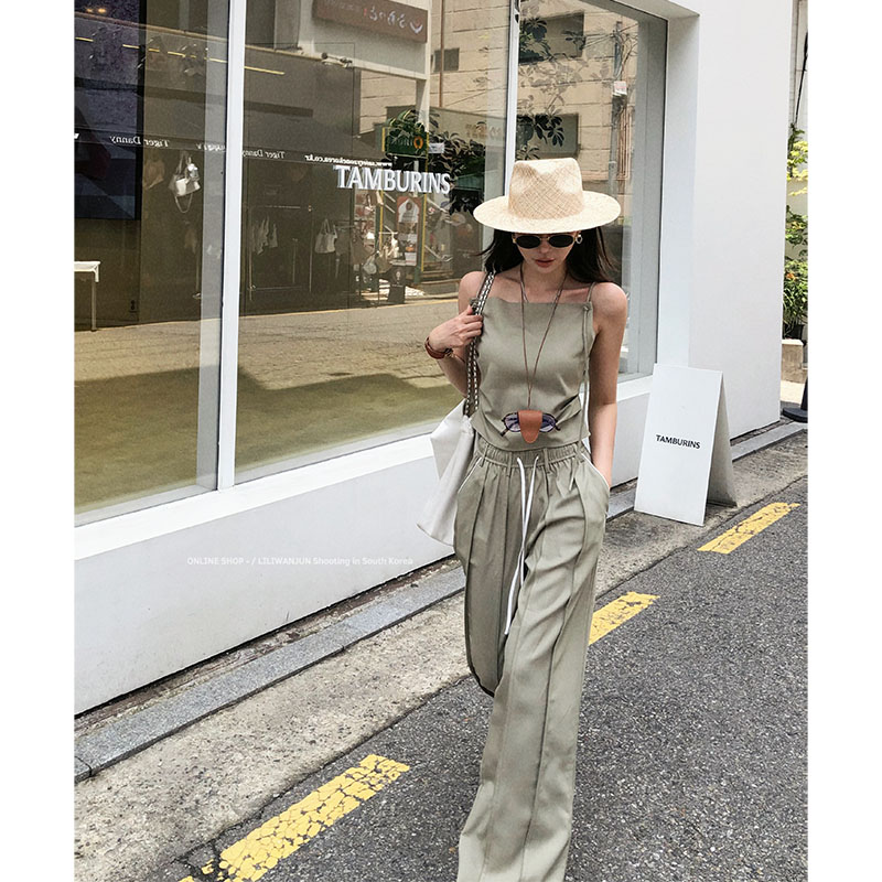 【婉君】夏季松弛感阔腿抽绳百搭宽松休闲裤LWJ24B2TZ1250