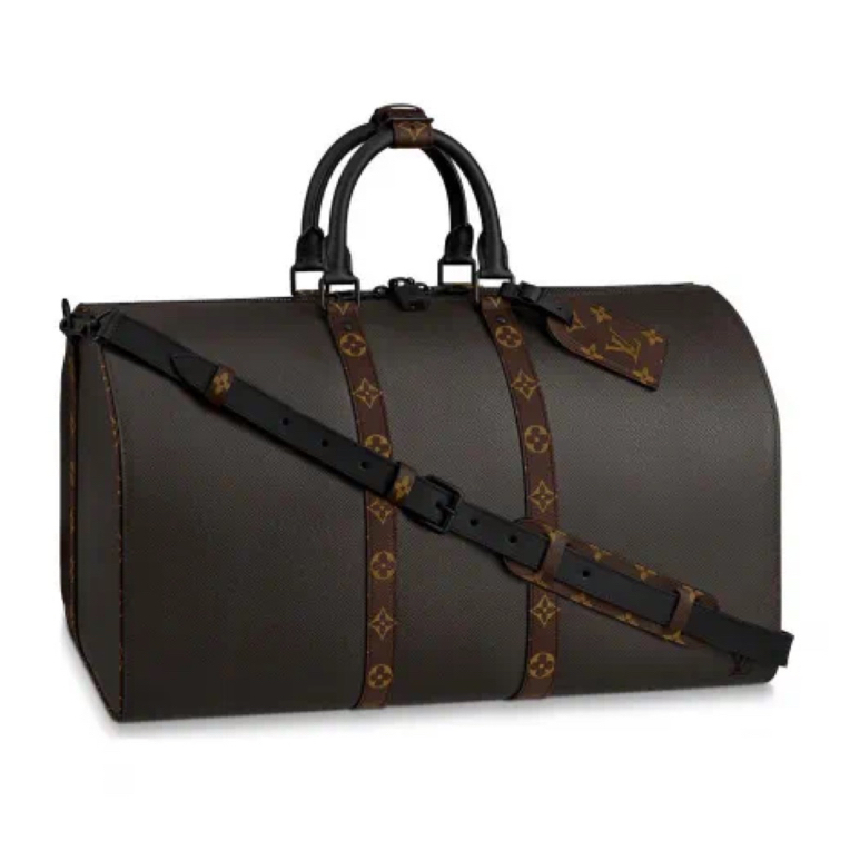 95新 LouisVuitton/路易威登 98新5709老花拼皮keepall 50旅行袋
