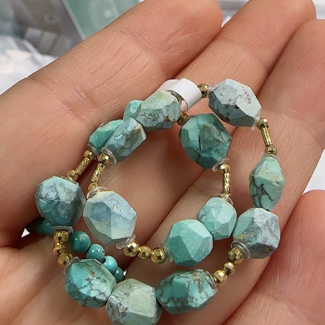 绿松石珠宝半成品18K金镶嵌