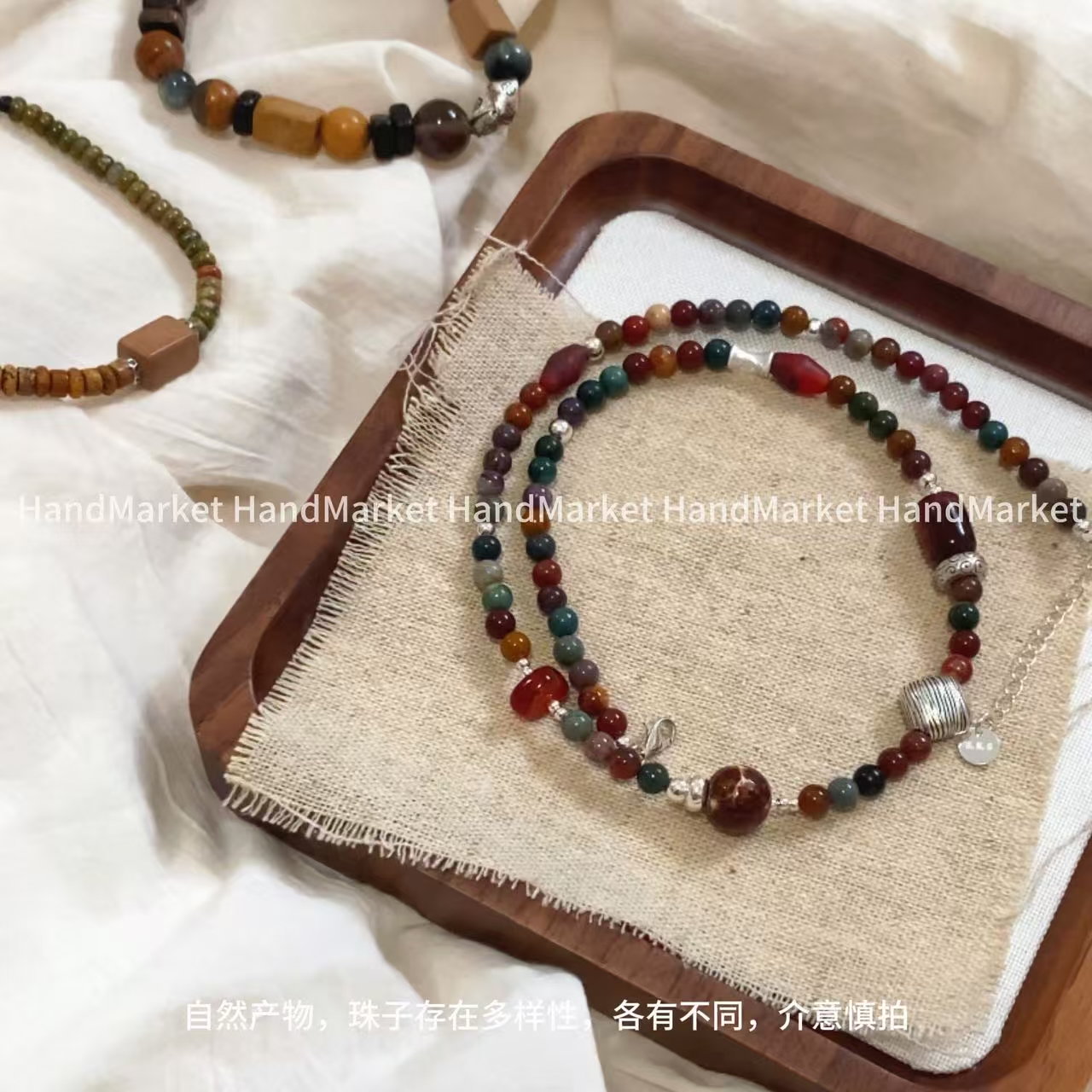 吊坠925银 JIUJIU【土系原创串珠项链】时尚百搭气质编织复古1010