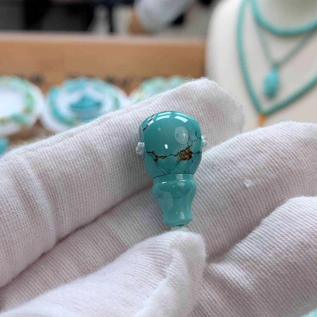 绿松石未镶嵌绿松石分体三通