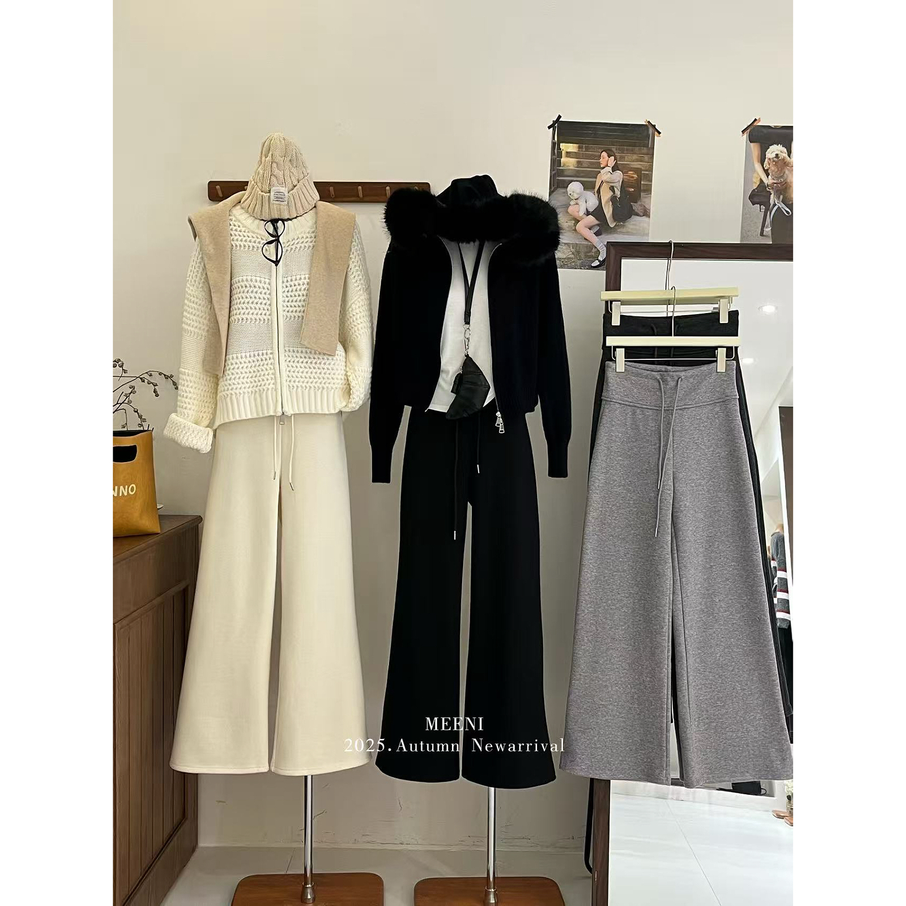 MEENI@1619-5 （裤长102）百搭垂顺显瘦加厚baby绒休闲裤