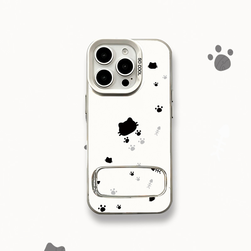 黑猫鱼骨适用苹果17pro/16promax彩银手机壳华为/vivo/小米/oppo