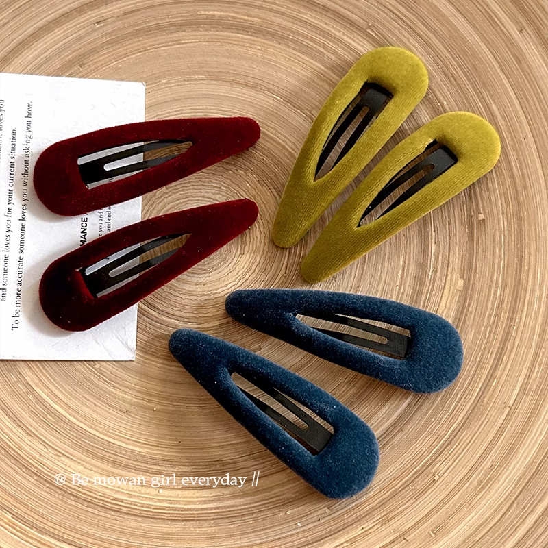 韩国新款高级感彩色丝绒bb夹女发夹时尚刘海夹侧边夹百搭头饰发饰