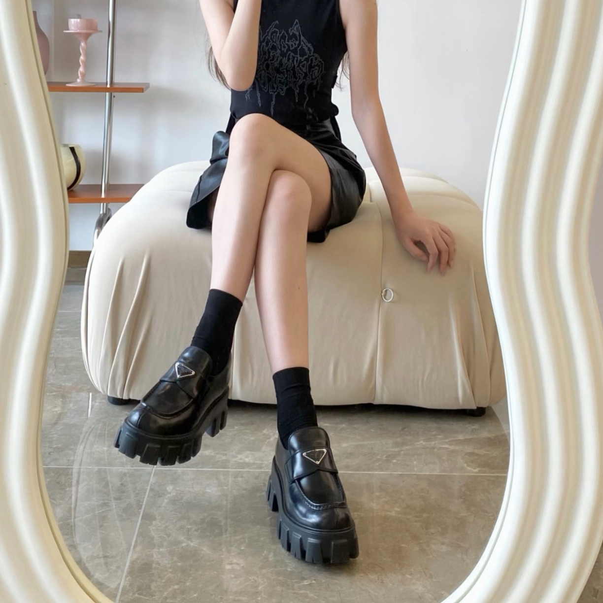 2025时尚休闲齿轮乐福鞋新款百搭增高厚底