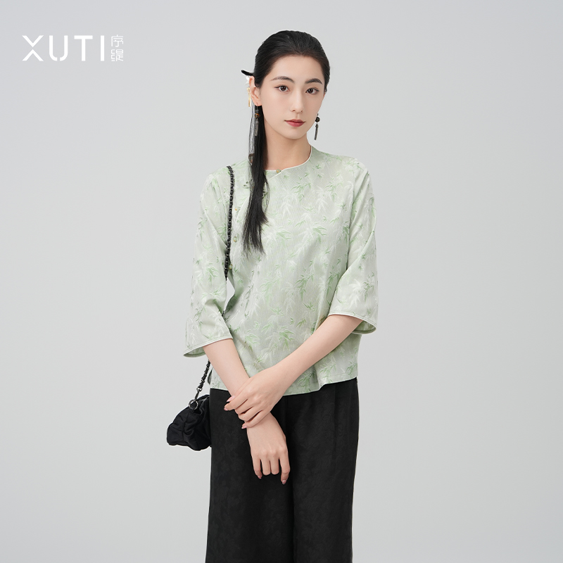 序缇春夏新款复古国风新中式女装桑蚕丝上衣J37-12633