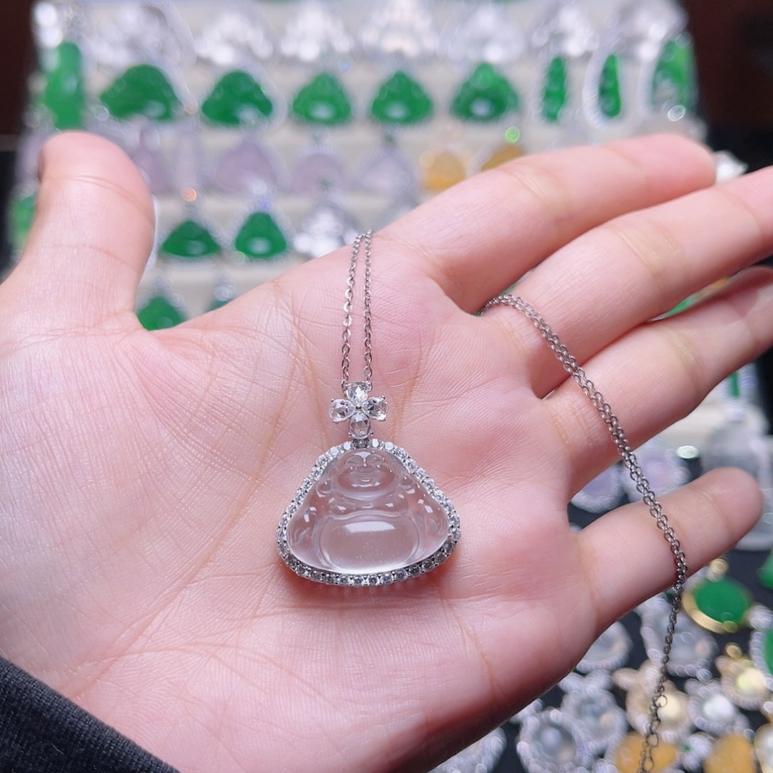 石英质玉颈饰银S925镶嵌矿*水