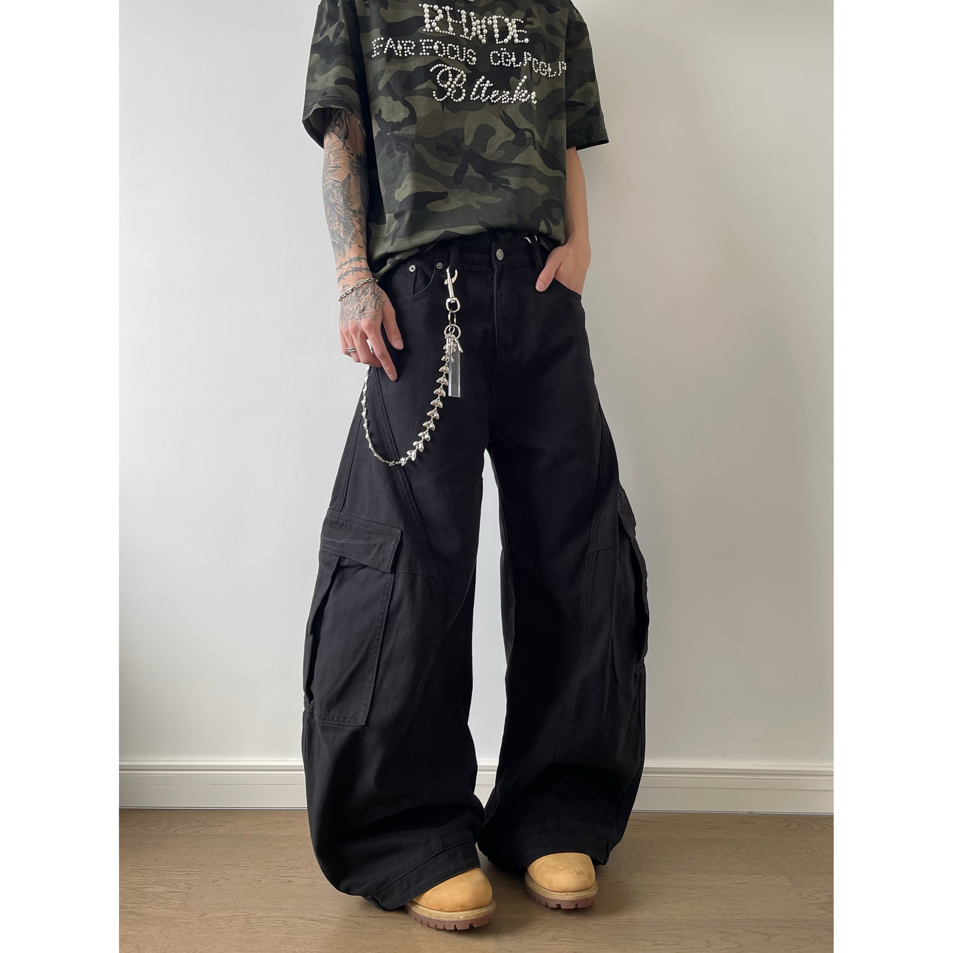 DAYAOBUTAIG美式复古氛围感弯刀工装裤男女立体廓形宽松休闲痞帅