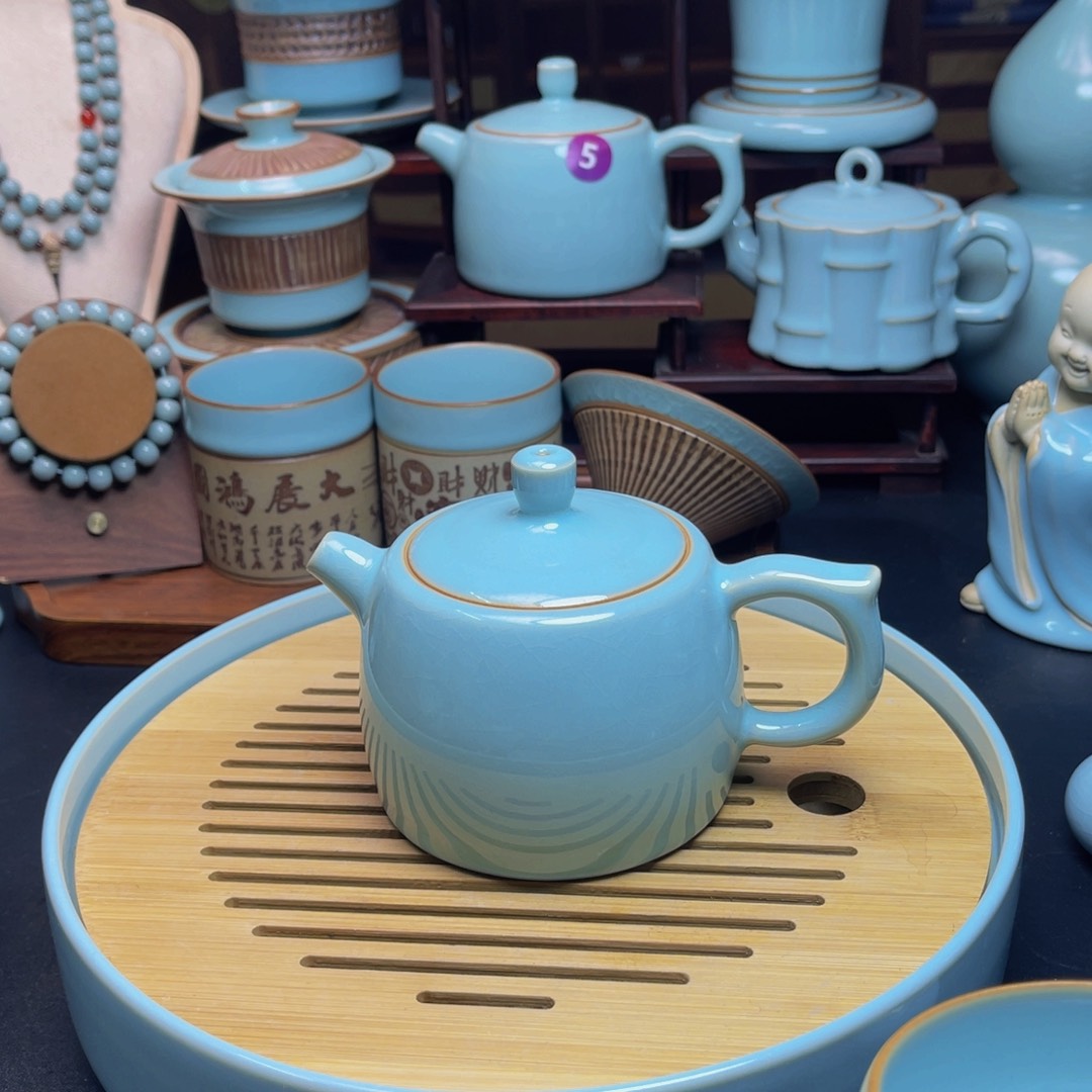 【闪购商品】摆件陶汝州单壶，壶，盖碗，壶