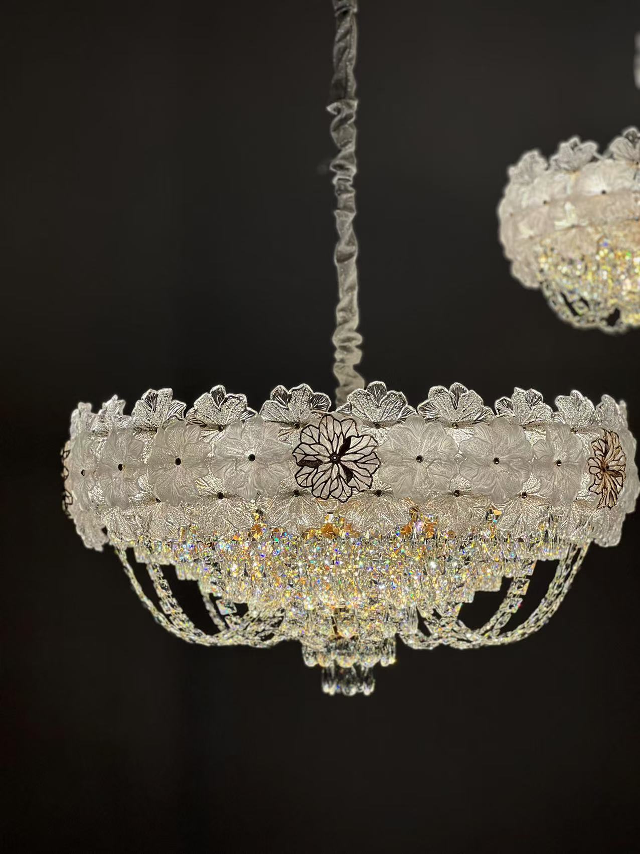 新品奶油法式风格水晶小碎花吊灯套餐