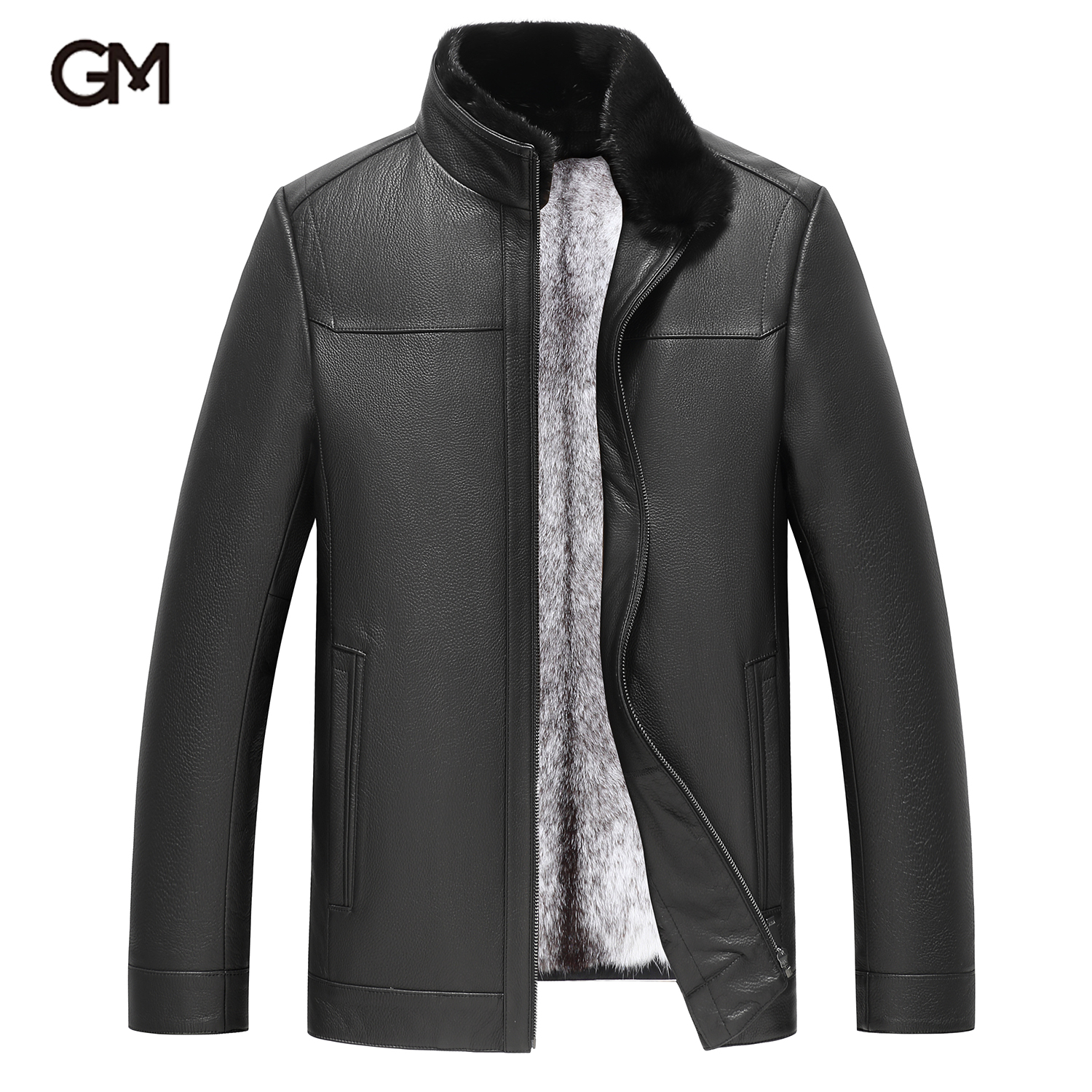 GUSS MART/戈斯迈特新西兰鹿皮皮衣男士整貂水貂毛皮草内胆外套