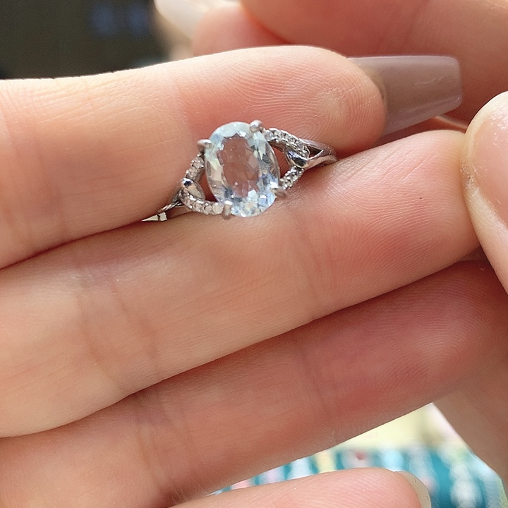 海蓝宝石戒圈银S925镶嵌