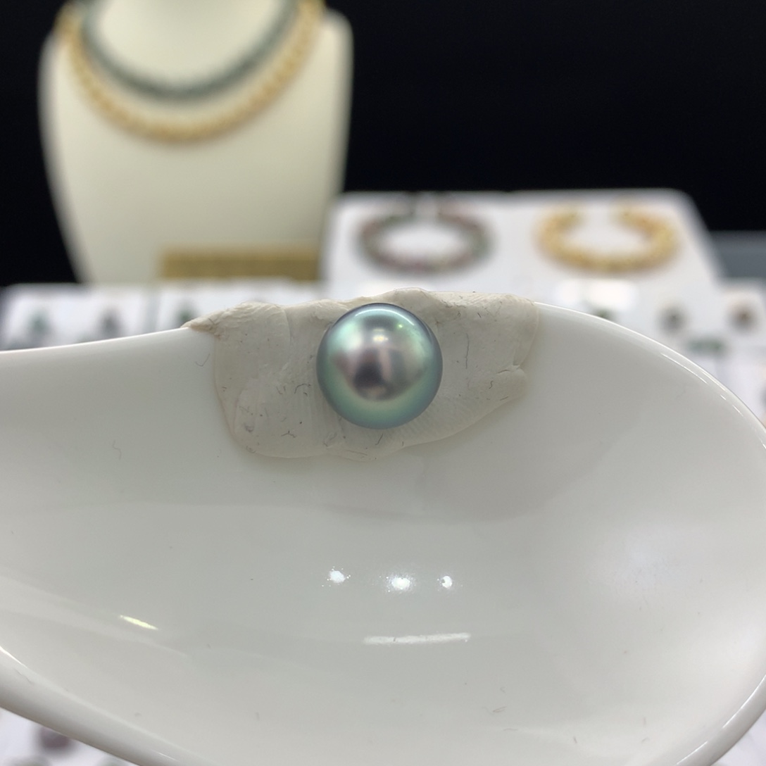 未镶嵌裸珠定制海水珍珠10.1MM天空蓝孔后无暇