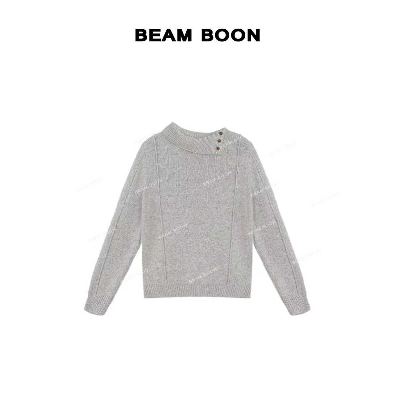 【甜心毛衣】澳毛兔毛混纺甜妹天菜侧纽扣半高领竖条显瘦针织衫