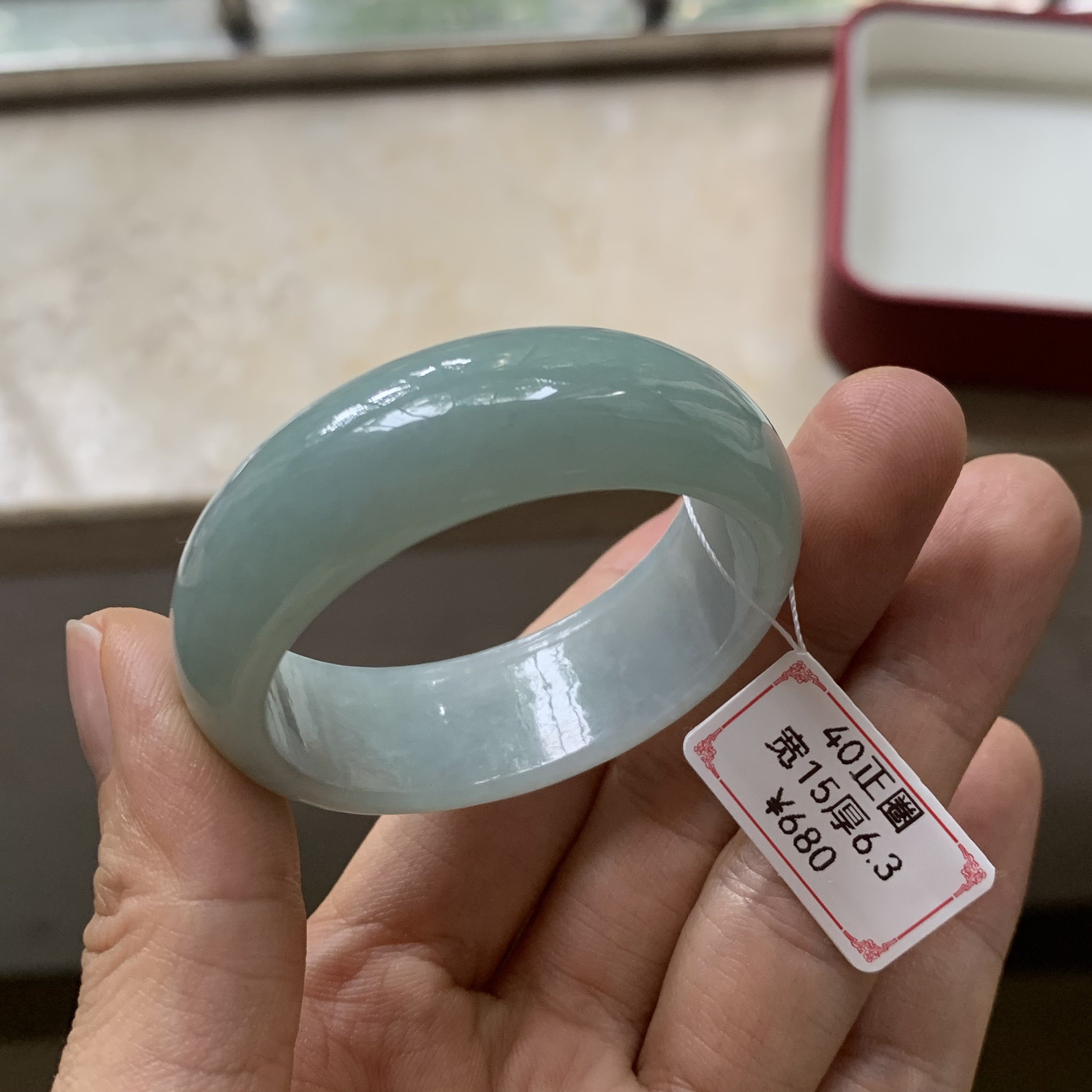 40正圈11号童镯天然缅甸翡翠手镯A货正圈宽板浅绿细腻生日礼物