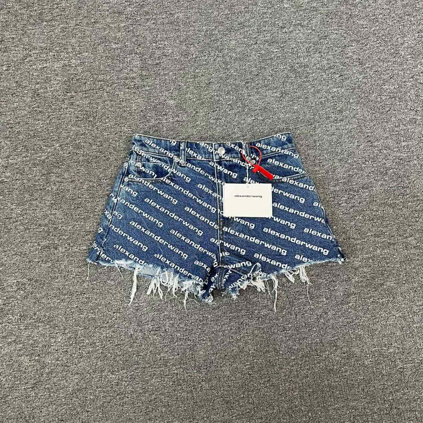 未使用 KENZO/肯佐 亚历山大王 蓝色 弹幕 毛边 短裤 27码