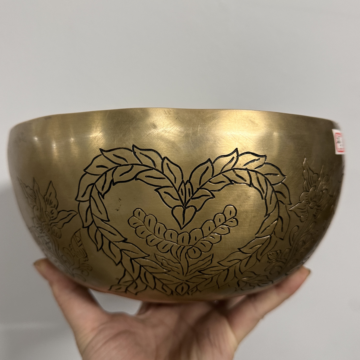 灵伽钵雕刻灵根钵铜制手工音疗颂钵瑜伽家用静心疗愈铜磬摆件金色