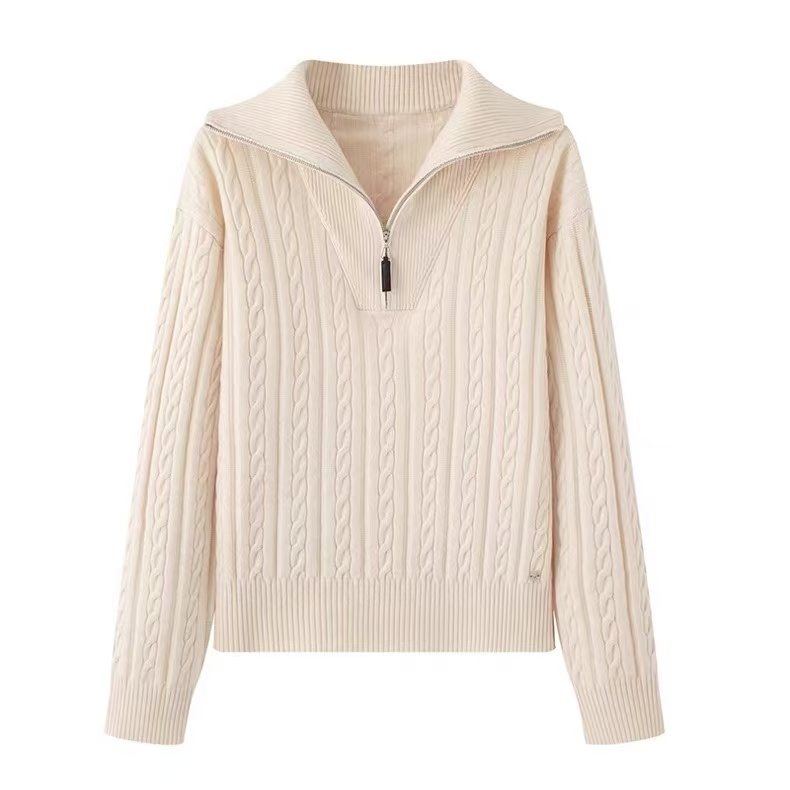 麦家同款宽松型不褪色短款针织羊毛衫女士百搭高领33241