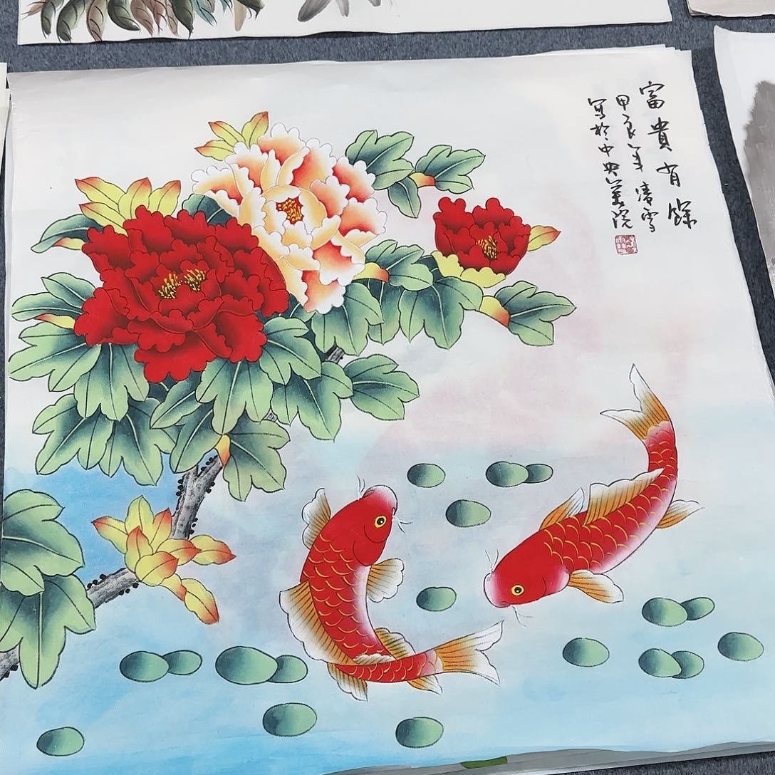 国画尺寸70X70手绘作品