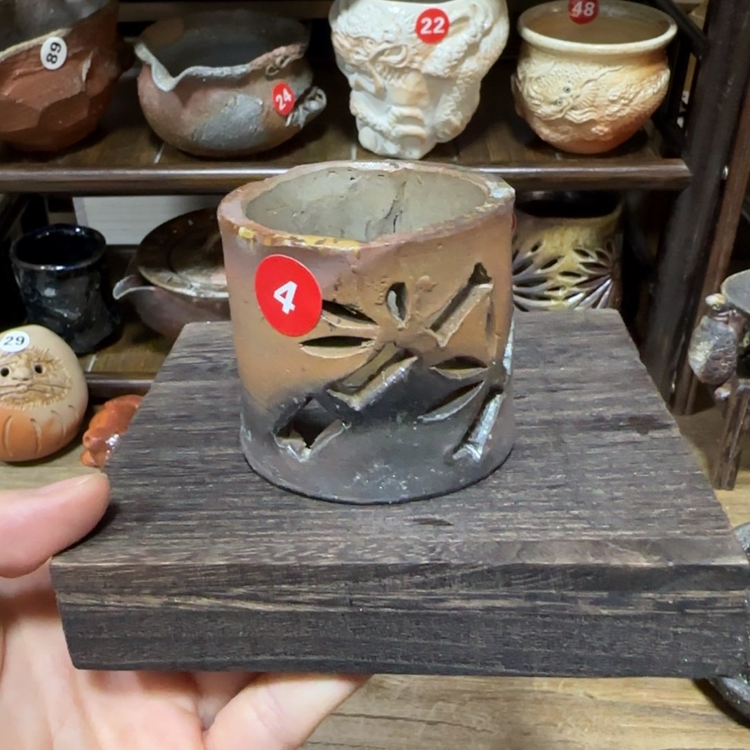 瓦当备前镂空茶具盖置