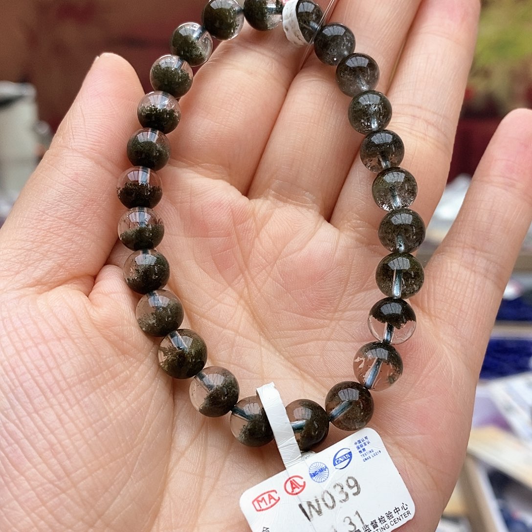 水晶手链未镶嵌W039 绿幽灵 7m+