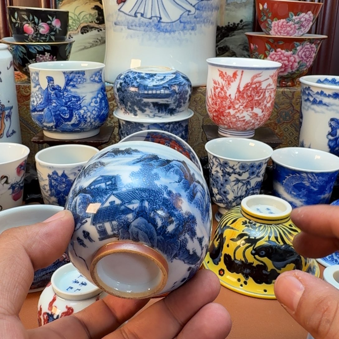 夜***潮杯子陶景德镇全手工手绘陶瓷