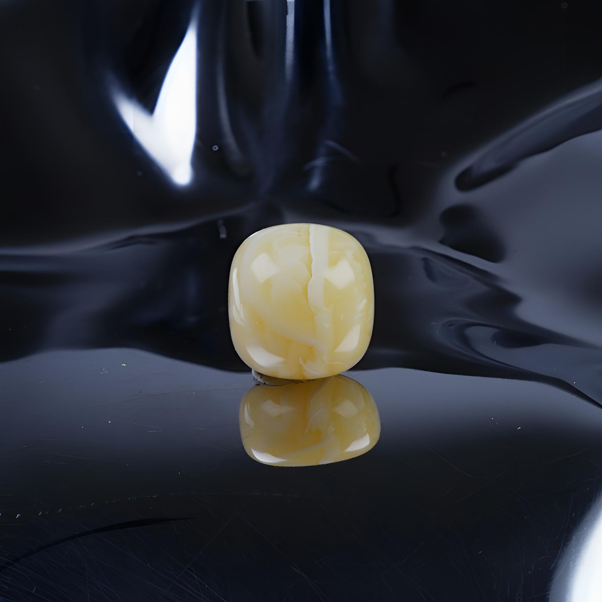 13.8*12.8mm浓蜡黄白妖花老型单珠天然琥珀蜜蜡文玩配饰