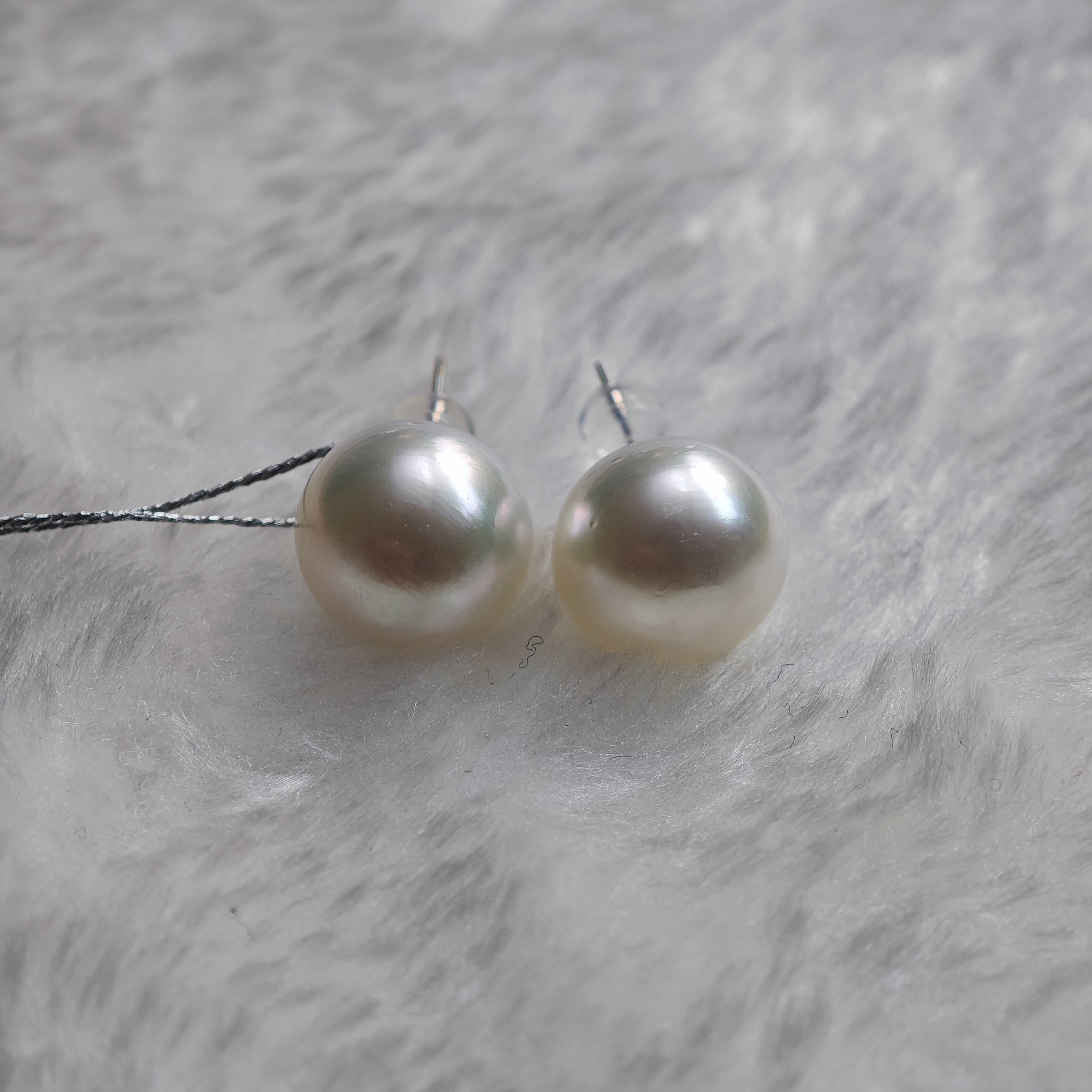 13-14mm海水澳白冷白光素钉强光18K金百搭大点位素款气质新春礼物