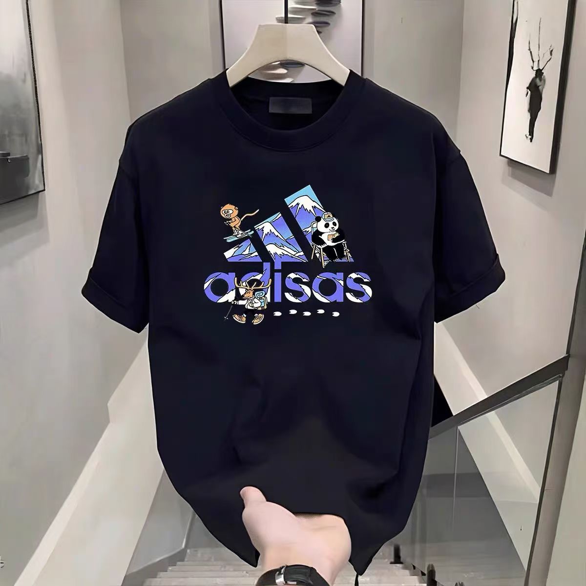 印花韩版男士短袖美式烫印短袖时尚潮流男装T恤情侣