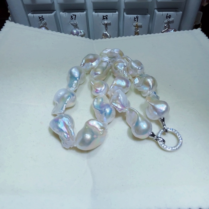 淡水珍珠颈饰银S925镶嵌一***啡