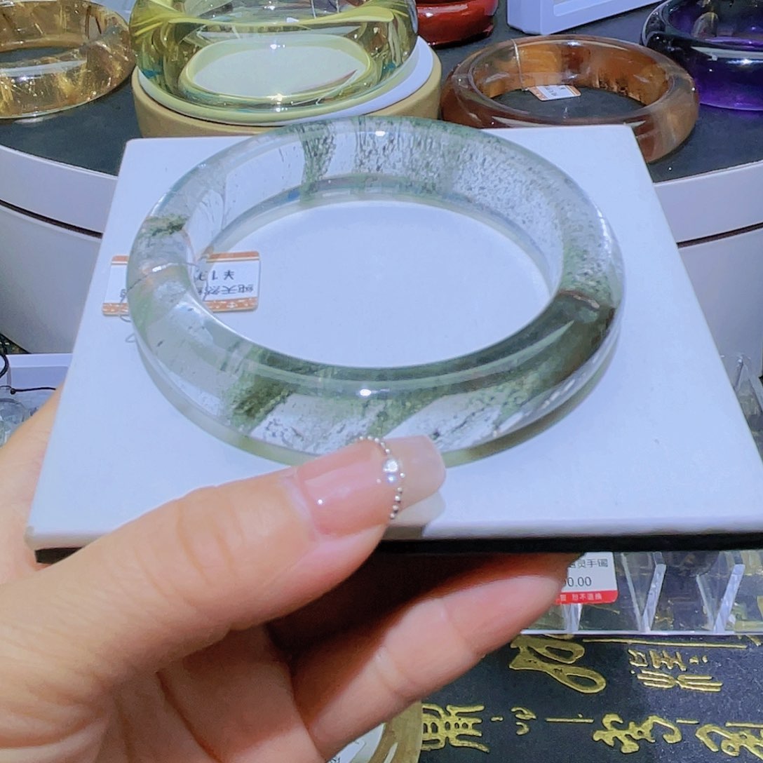 水晶手镯未镶嵌天然绿幽灵56