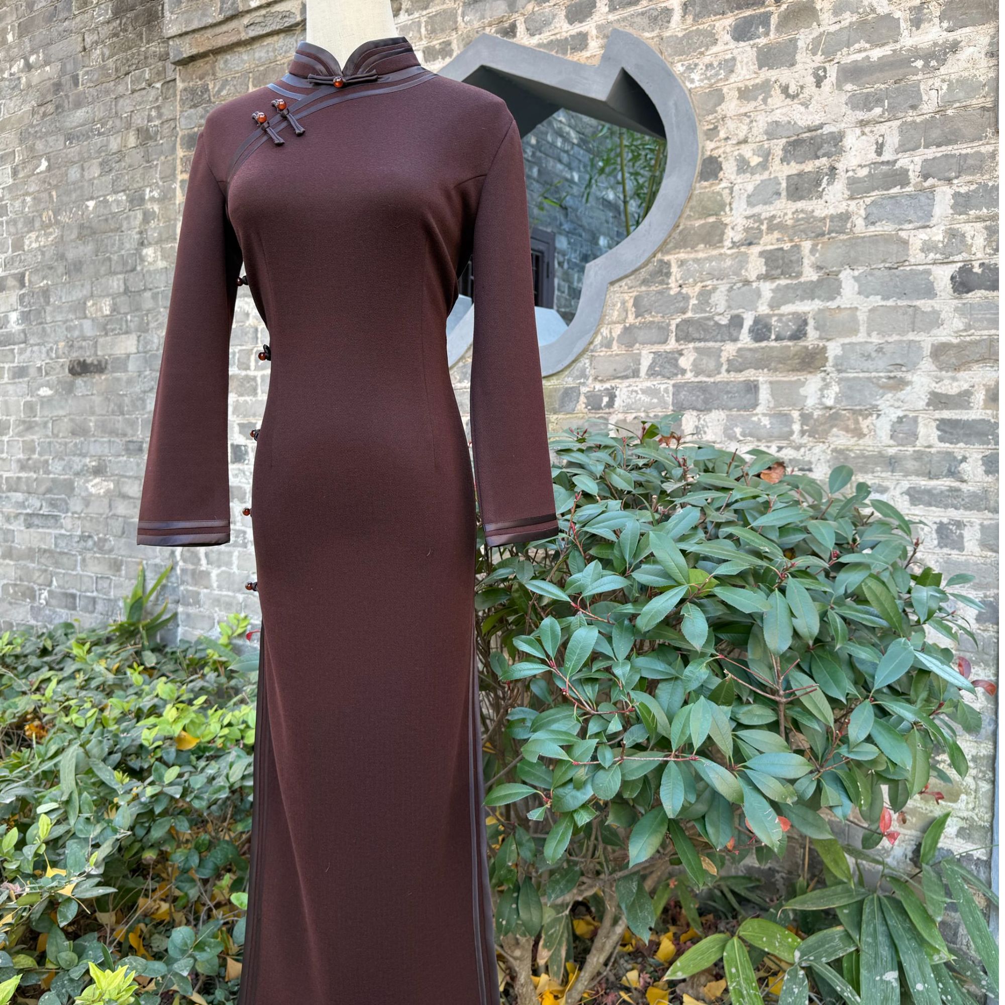 【棕烟柔缦】2025年新款复古百搭优雅大方日常淑女旗袍