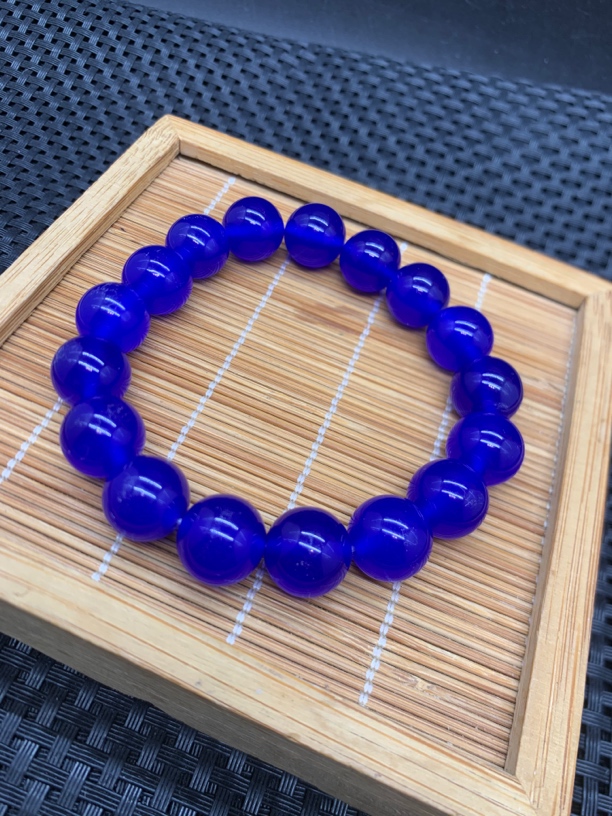 高品质蓝玉髓玛瑙女款手串珠子直径约12mm可手工DIy配件搭配