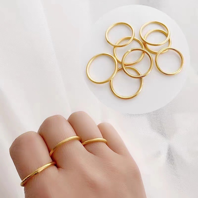 黄铜塑料戒指 合金饰品女古法传承小众设计感仿黄金久不掉色指环