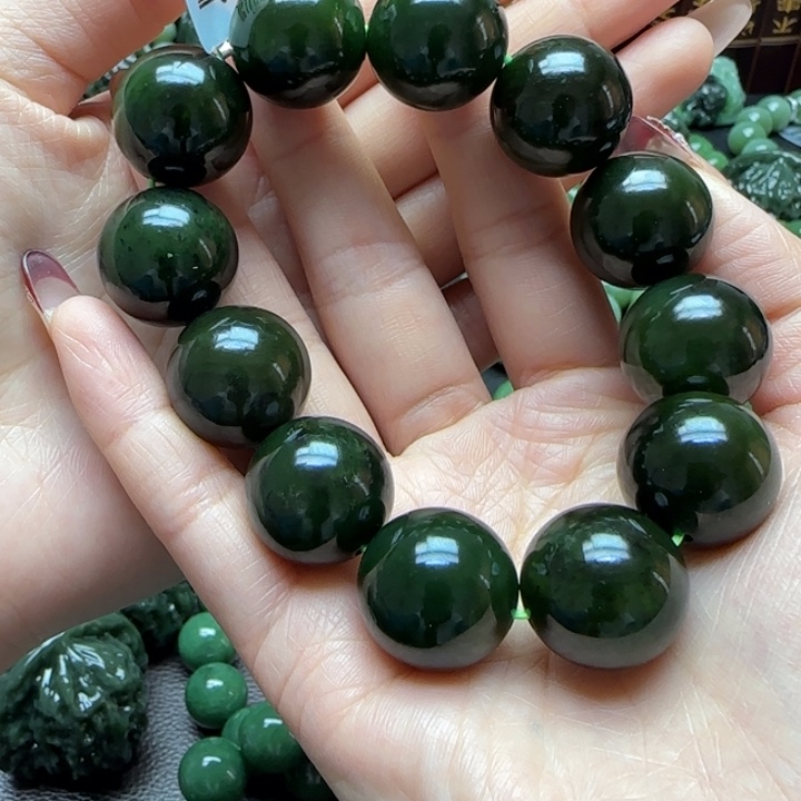 和田玉（碧玉）3手串19m➕未镶嵌