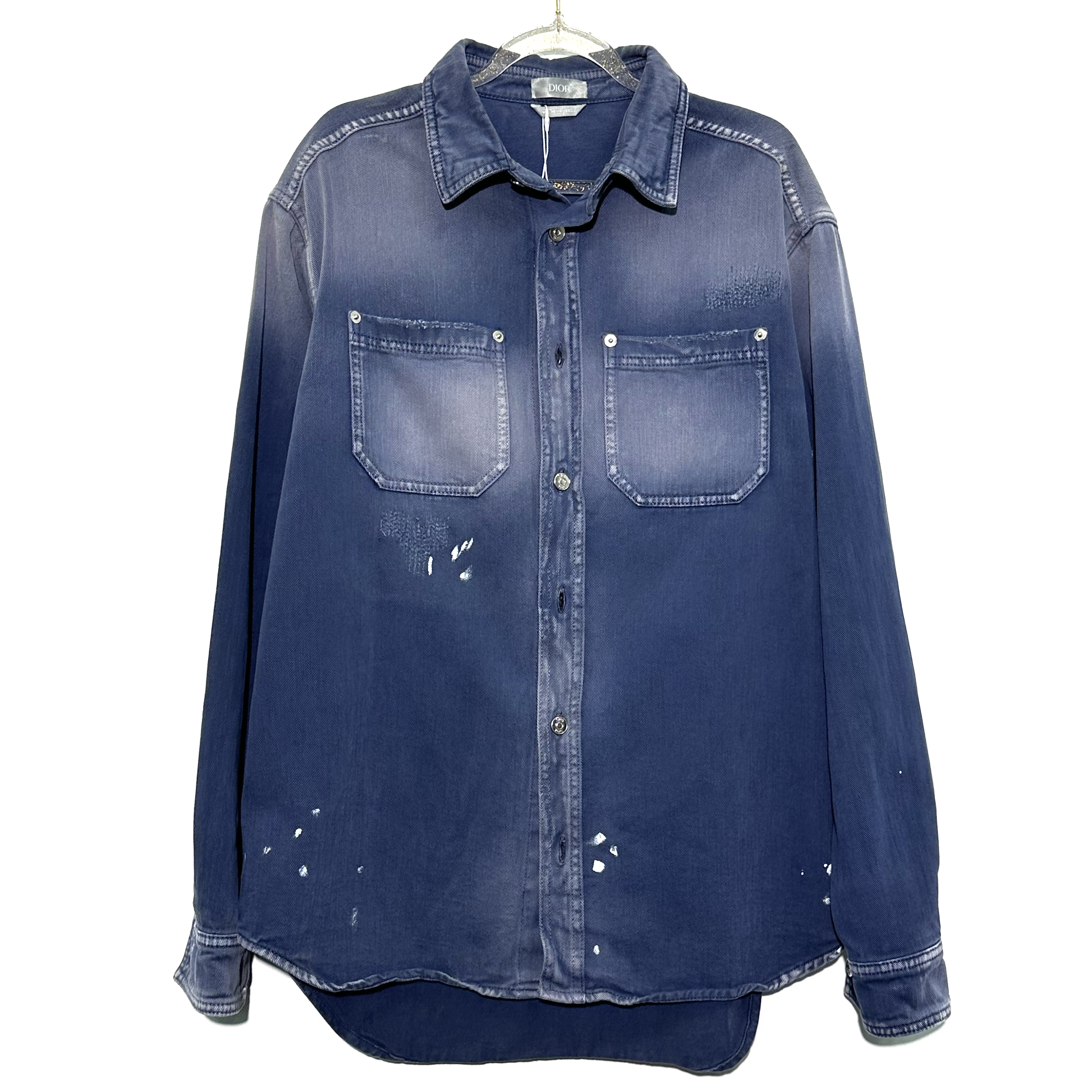 99新 DIOR/迪奥 37码 蓝色牛仔衬衫外套 F0001