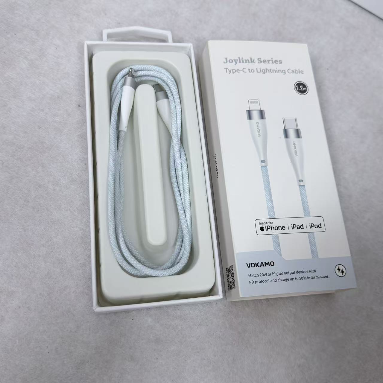 VOKAMO沃咔曼苹果C-L 1.2米编织数据线MFI认证线