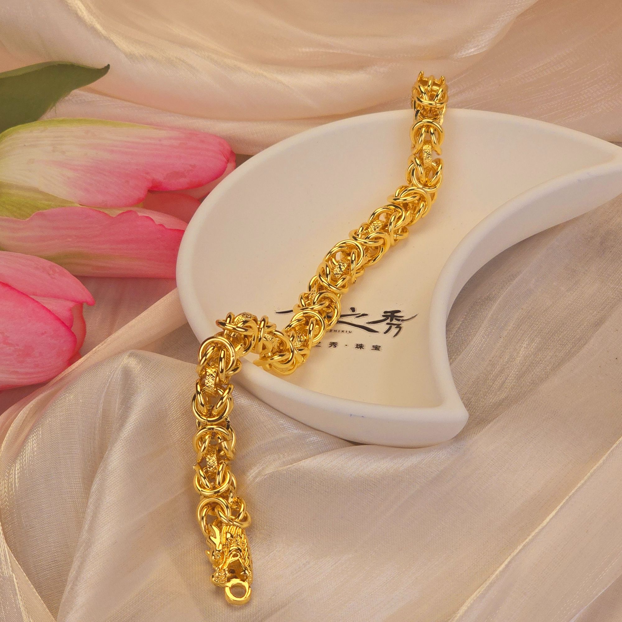 金之秀珠宝  【龙骨手链】男款时尚个性霸气