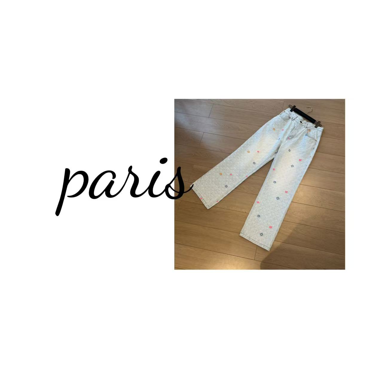 【4123】老花彩色小花长裤E30