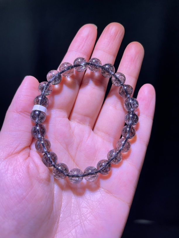 黑发晶手链，晶体通透