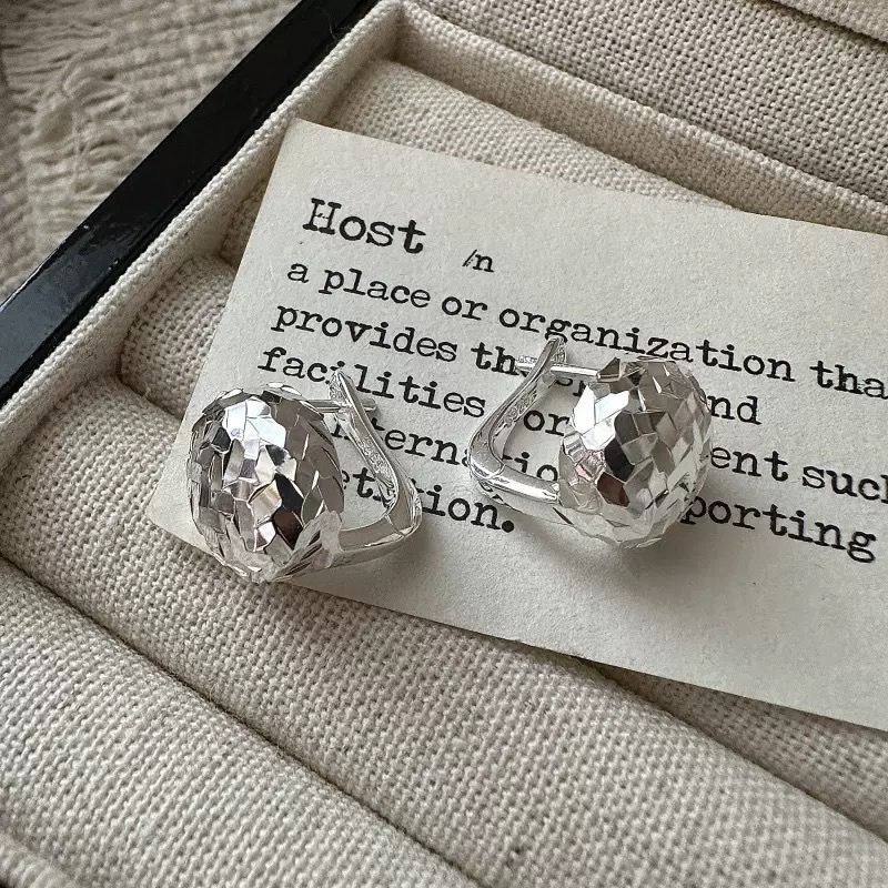 925银耳饰 S925纯银碎冰冰耳扣