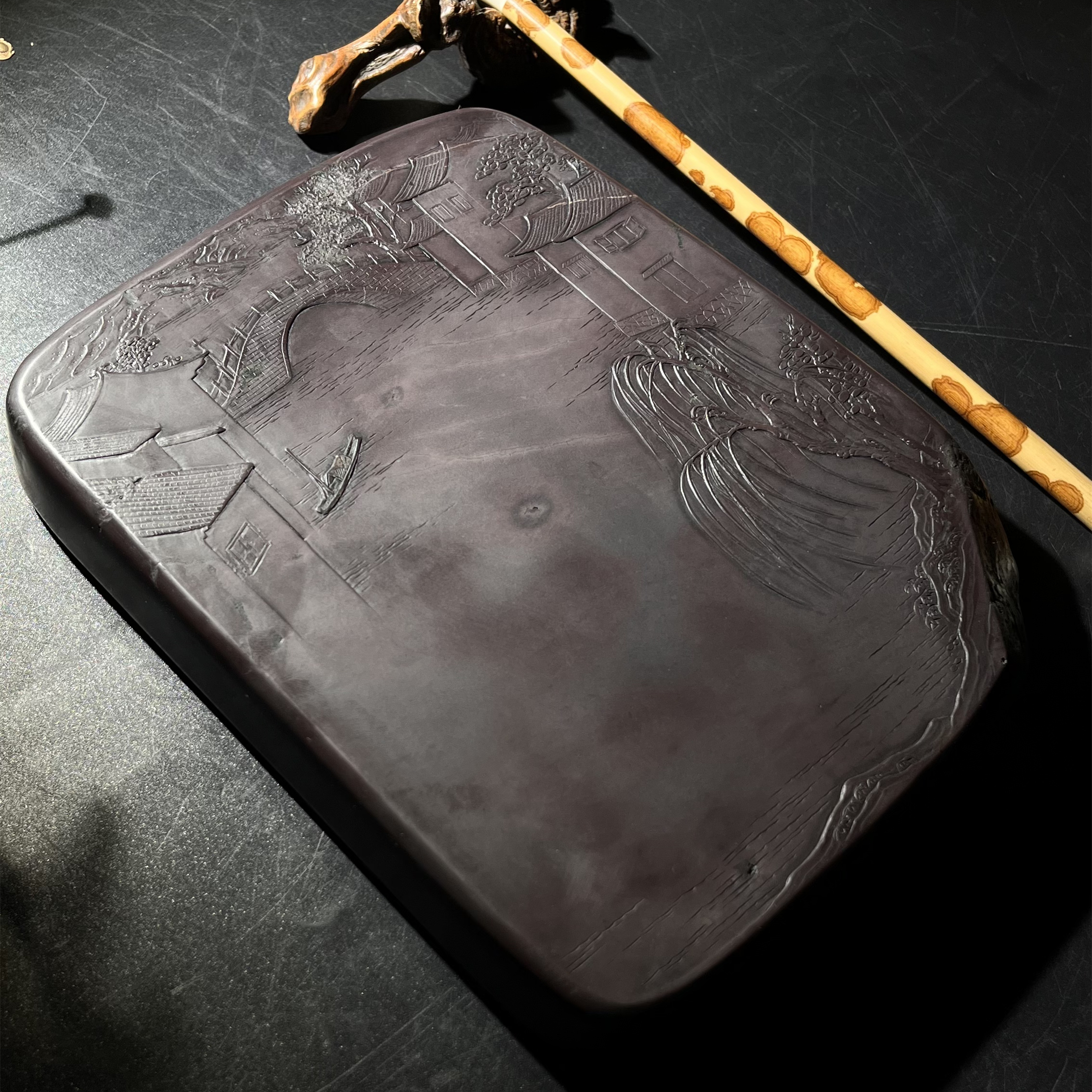 【端砚麻子坑】水巷江南砚
