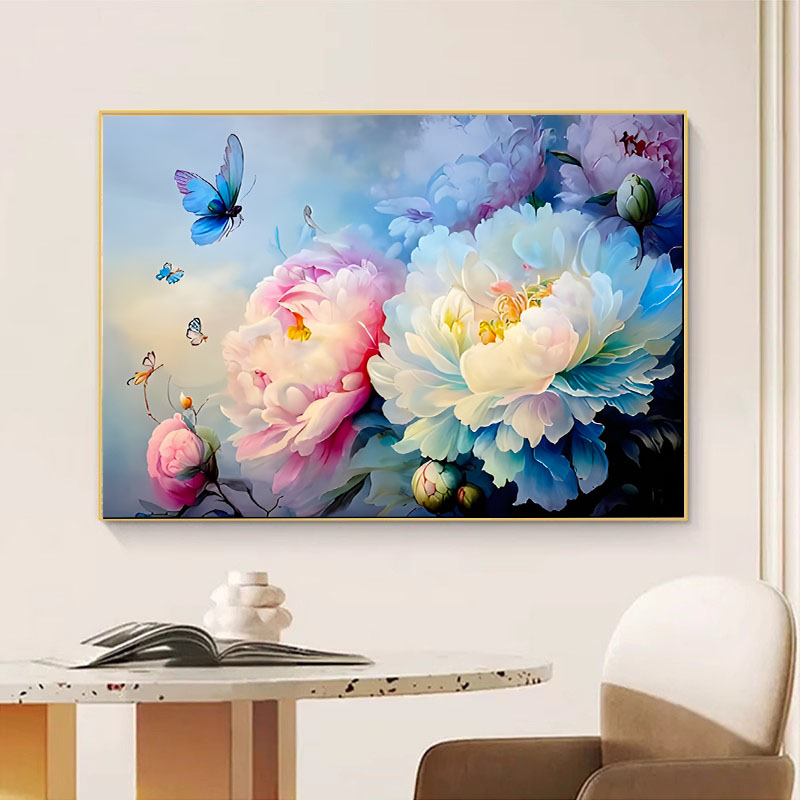 蝶恋花十字绣2025新款线绣客厅卧室装饰现代简约花卉牡丹图diy