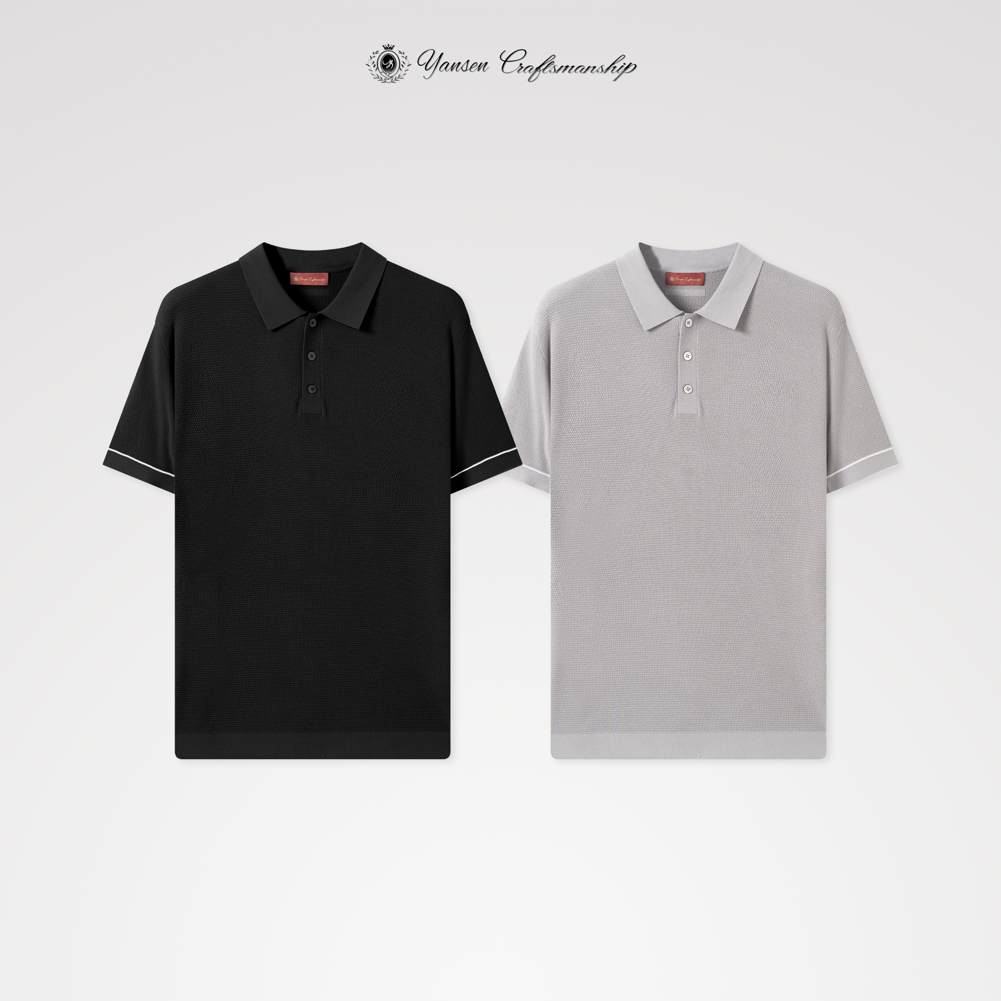 【黑标系列】新疆长绒棉时尚简约针织翻领短袖YSHM002